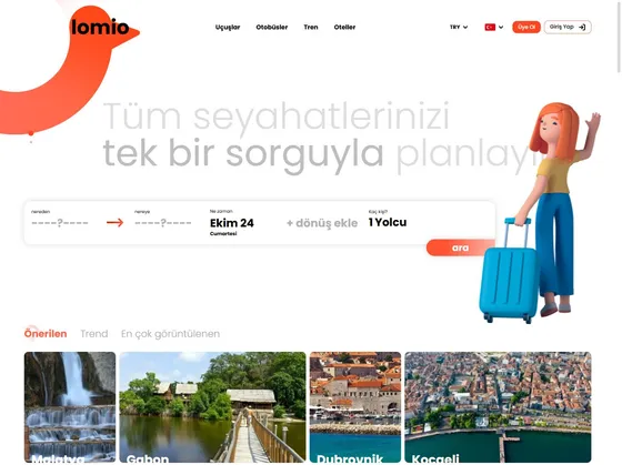 Lomio.com sitesinin ana sayfası